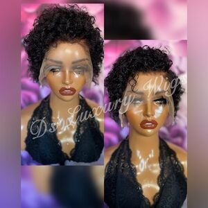 Curly Full Lace Human Hair Pixie Cut Wig